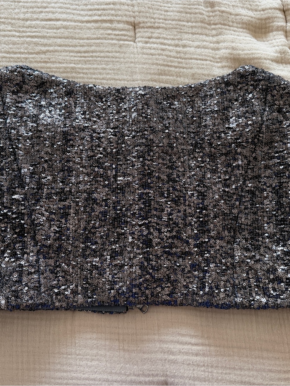 BCBGMaxAzria Sequin Bustier Top - dark gray Silver
